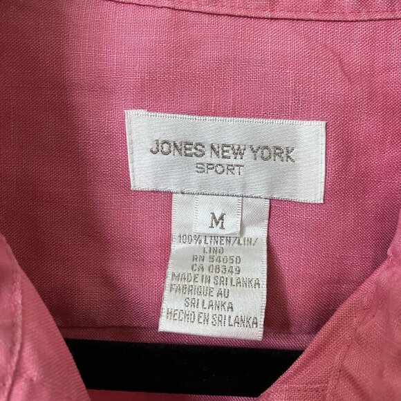 Vintage Jones New York Sport Linen Shirt Womens M Pink 100% Linen Button Down - Picture 2 of 6